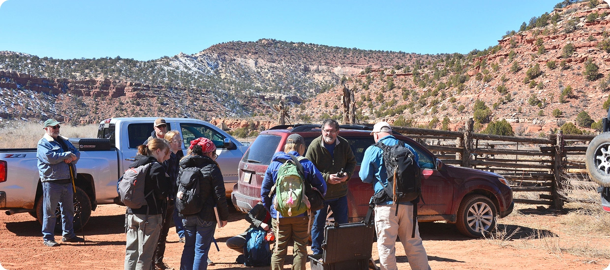 Photograph of students from Southern Utah University at a field site.