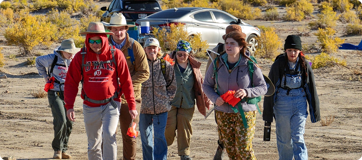 Photograph of students from the University of Utah at a field site.